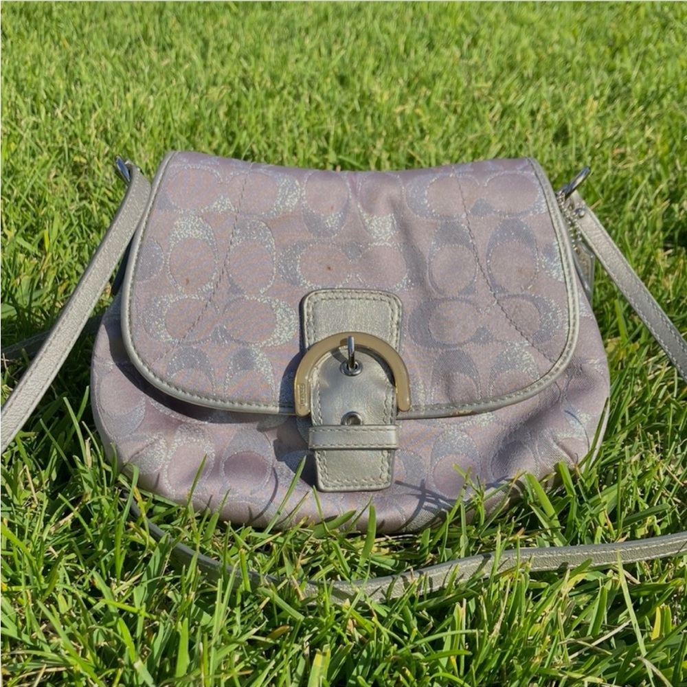 Coach vintage silver and grey shoulder bag purse